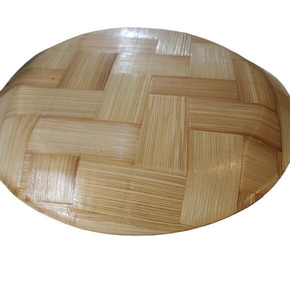 Hawaii Souvenir Shallow Platter Bowl Tray Woven Bamboo of Hawaiian Islands Map - Picture 7 of 15